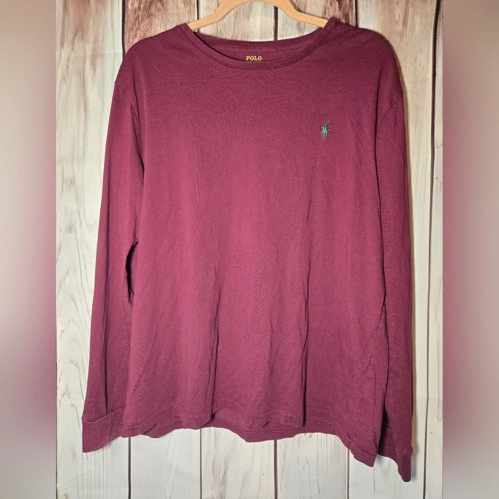 Polo by Ralph Lauren Men's Burgundy Long Sleeve Shirt Size Large